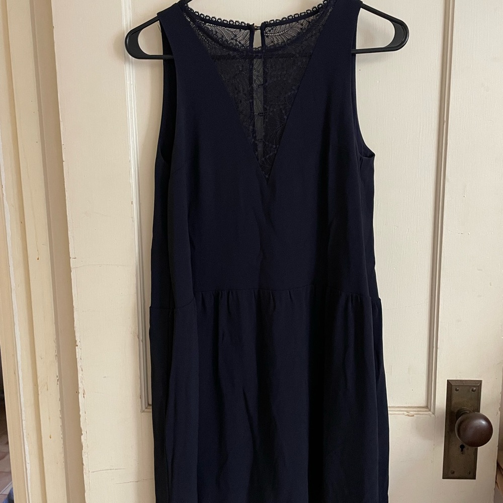 Sezane Blue V-Neck Sleeveless Midi Dress